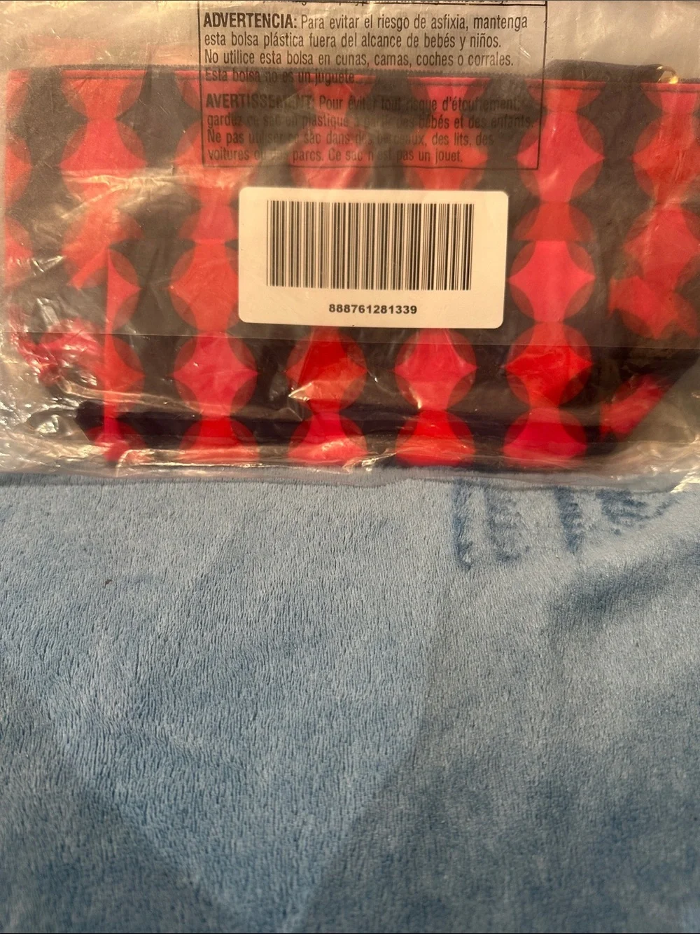 Avon Purple and Red Geometric Circles Cosmetic Bag